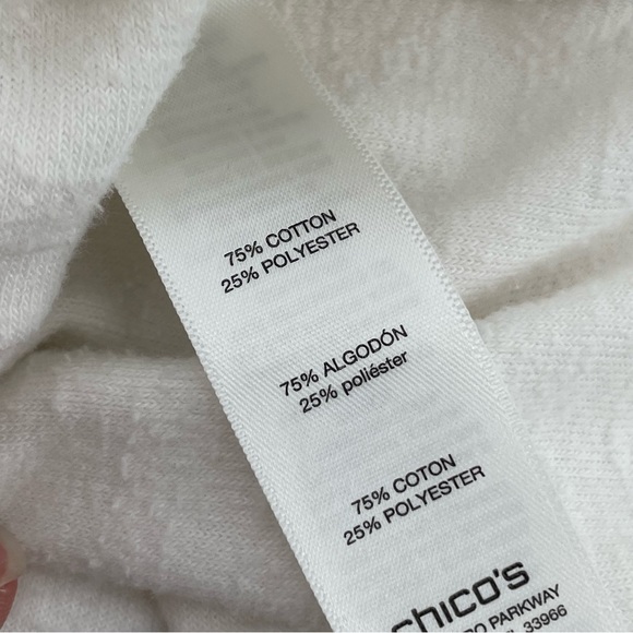 Chico’s Womens Zenergy Sweater White Zebra Animal Print Cowl Neck 3/4 Sleeves 3 - Picture 6 of 7